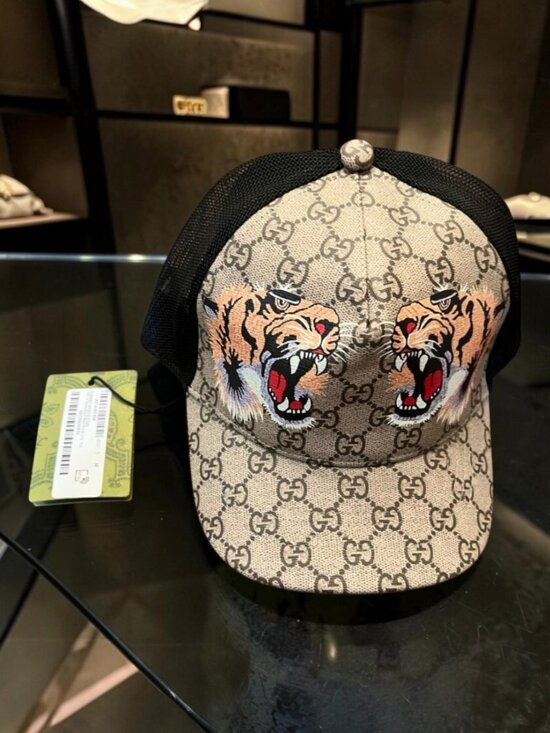 Gucci Other - Beige Gucci Tiger Trucker Hat Mesh Baseball Cap Supreme GG Incl Dust Bag Size M